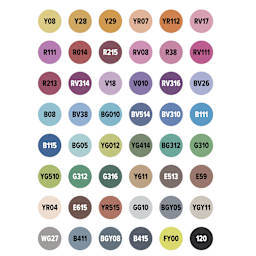 artPOP! Chisel and Brush Dual Tip Alcohol Art Marker Set - Set of 49, Assorted, color-codes on caps