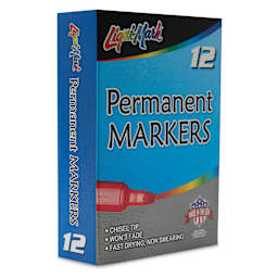 Liqui-Mark Permanent Markers- Pkg of 12, Black, Chisel Tip front of packaging