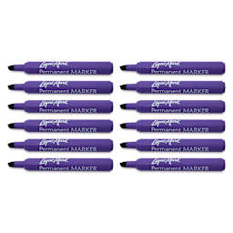 Liqui-Mark Permanent Markers- Pkg of 12, Purple, Chisel Tip with caps off