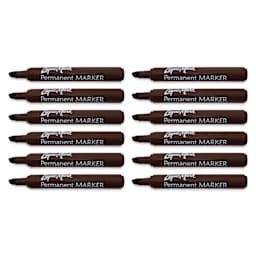 Liqui-Mark Permanent Markers- Pkg of 12, Brown, Chisel Tip with caps off