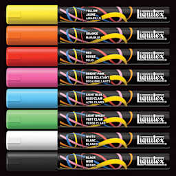 Liquitex Markers - Set of 8, Essential Colors, Bullet Tip, 2 mm, contents