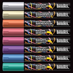 Liquitex Markers - Set of 8, Metallic Colors, Bullet Tip, 2 mm, contents