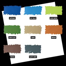 Sapphire, Sky Blue, Wild Green, Dark Olive, Taupe, Brown, Mocha, Slate Gray.