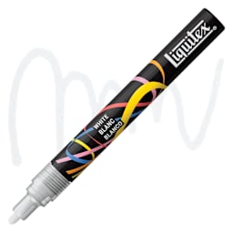 Liquitex Marker - White, Bullet Tip, 2 mm marker with swatch