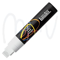 Liquitex Marker - White, Chisel Tip, 15 mm marker with swatch