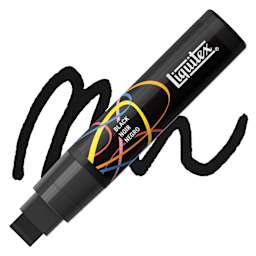 Liquitex Marker - Black, Chisel Tip, 15 mm marker with swatch