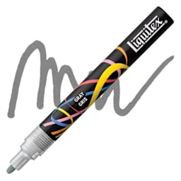 Liquitex Marker - Gray, Bullet Tip, 2 mm marker with swatch