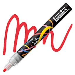 Liquitex Marker - Red, Bullet Tip, 2 mm marker with swatch