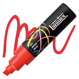 Liquitex Marker - Red, Chisel Tip, 8 mm marker with swatch