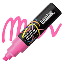 Liquitex Marker - Bright Pink, Chisel Tip, 8 mm marker with swatch
