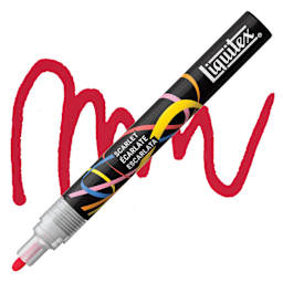 Liquitex Marker - Scarlet, Bullet Tip, 2 mm marker with swatch