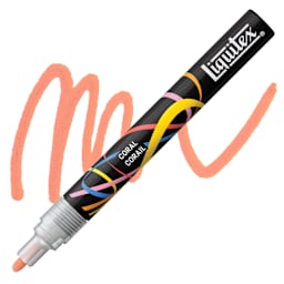 Liquitex Marker - Coral, Bullet Tip, 2 mm marker with swatch