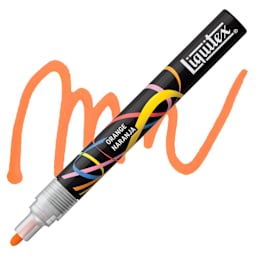 Liquitex Marker - Orange, Bullet Tip, 2 mm marker with swatch