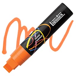 Liquitex Marker - Orange, Chisel Tip, 15 mm marker with swatch