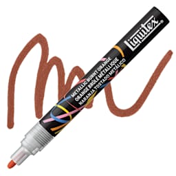 Liquitex Marker - Metallic Burnt Orange, Bullet Tip, 2 mm marker with swatch