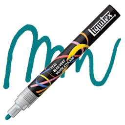 Liquitex Marker - Teal, Bullet Tip, 2 mm marker with swatch