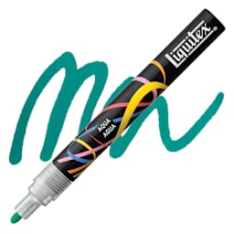 Liquitex Marker - Aqua, Bullet Tip, 2 mm marker with swatch