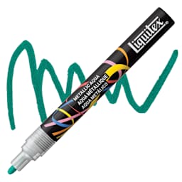 Liquitex Marker - Metallic Aqua, Bullet Tip, 2 mm marker with swatch