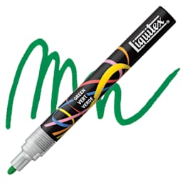 Liquitex Marker - Green, Bullet Tip, 2 mm marker with swatch