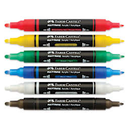 Faber-Castell Multimark Dual-Tip Acrylic Markers - Set of 6, Basic Colors