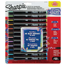 Sharpie Creative Acrylic Markers - Set of 12, Earth Tones, Brush Tip, front of packaging