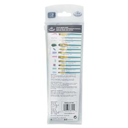 Royal & Langnickel Menta Synthetic Blend Acrylic Brush Set, back of packaging