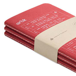 Artik Singer Sewn Notebook - Cherry, 3-1/2" x 5-1/2", Dot Grid, Pkg of 3