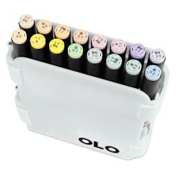 Olo Dual Tip Marker Carry Case - Set of 16, Pastel Colors