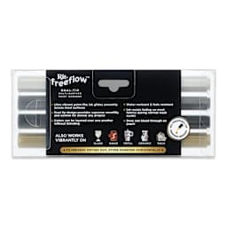 Rit FreeFlow Dual-Tip Multi-Surface Paint Markers - Set of 4, Monochrome, back of packaging