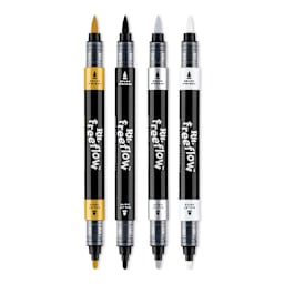 Rit FreeFlow Dual-Tip Multi-Surface Paint Markers - Set of 4, Monochrome, out of packaging