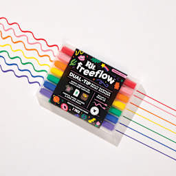 Rit FreeFlow Dual-Tip Multi-Surface Paint Marker Sets - Set of 7, Primary, swatches