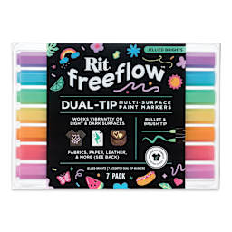 Rit FreeFlow Dual-Tip Multi-Surface Paint Marker Sets - Set of 7, Jellied Brights, front of packaging