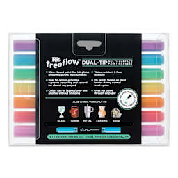 Rit FreeFlow Dual-Tip Multi-Surface Paint Marker Sets - Set of 7, Jellied Brights, back of packaging
