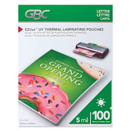 GBC EZUse UV Thermal Laminating Pouches - Pkg of 100, 5ml front of packaging