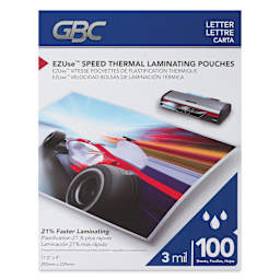 GBC EZUse Speed Thermal Laminating Pouches - Pkg of 100, 3ml front of packaging