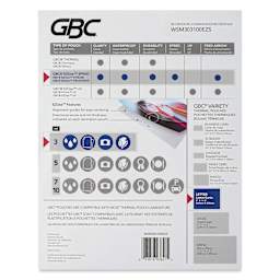 GBC EZUse Speed Thermal Laminating Pouches - Pkg of 100, 3ml back of packaging
