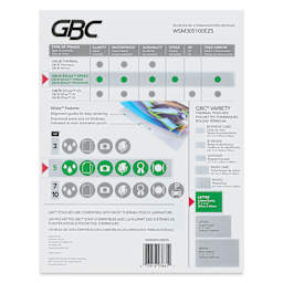 GBC EZUse Speed Thermal Laminating Pouches - Pkg of 100, 5ml back of packaging