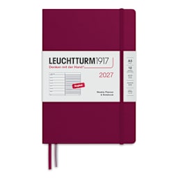Leuchtturm1917 Weekly Planner & Notebook 2027 - 5-3/4" x 8-1/4", Port Red
