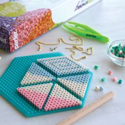 Perler Bead D.I.Y. Geometric Mobile Activity Kit mobile creation in progress