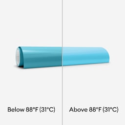 Cricut Heat Color-Changing Permanent Vinyl - Turquoise/Blue, 12" x 24" demonstrating color change, roll