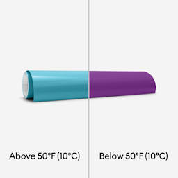 Cricut Cold Color-Changing Permanent Vinyl - Turquoise/Purple, 12" x 24" demonstrating color change, roll
