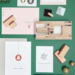 Rico Design Paper Poetry Stamp Set - Set of 26, Merry Christmas contents with card artwork