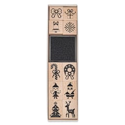 Rico Design Paper Poetry Stamp Set - Set of 10, Holiday Pixels front of packaging