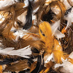 John Bead Turkey Feathers - Natural Colors Mix, 4 - 6" - close-up of many feathers