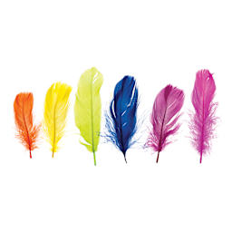 John Bead Turkey Feathers - Neon Colors Mix, 4 - 6" - one feather of each color