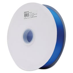 Morex Recycled Double Faced Satin Ribbon - Electric Blue, 1-1/2" x 100 yd, at an angle