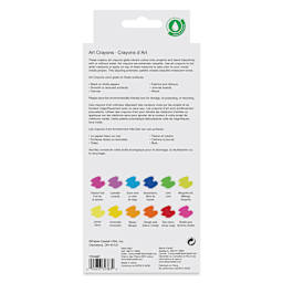 Faber Castell Art Crayons - Set of 12, Bright Colors, back of packaging
