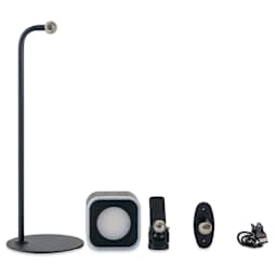 Hobbylight Cube 5-in-1 LED Table Lamp - Black, parts laid out