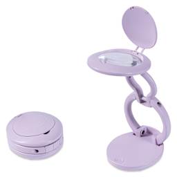 Daylight YoYo Magnifier Lamp - Lilac, compact and extended