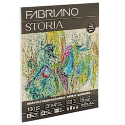 Fabriano Storia Gluebound Drawing Pad - 12" x 16", 180 gsm, 30 Sheets, angled view